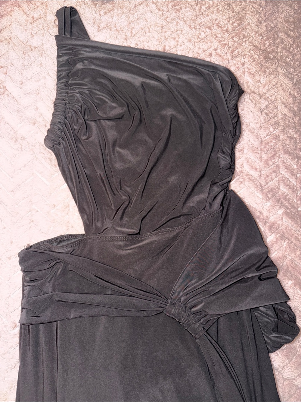 Boohoo Black One-Shoulder Draped Maxi Dress